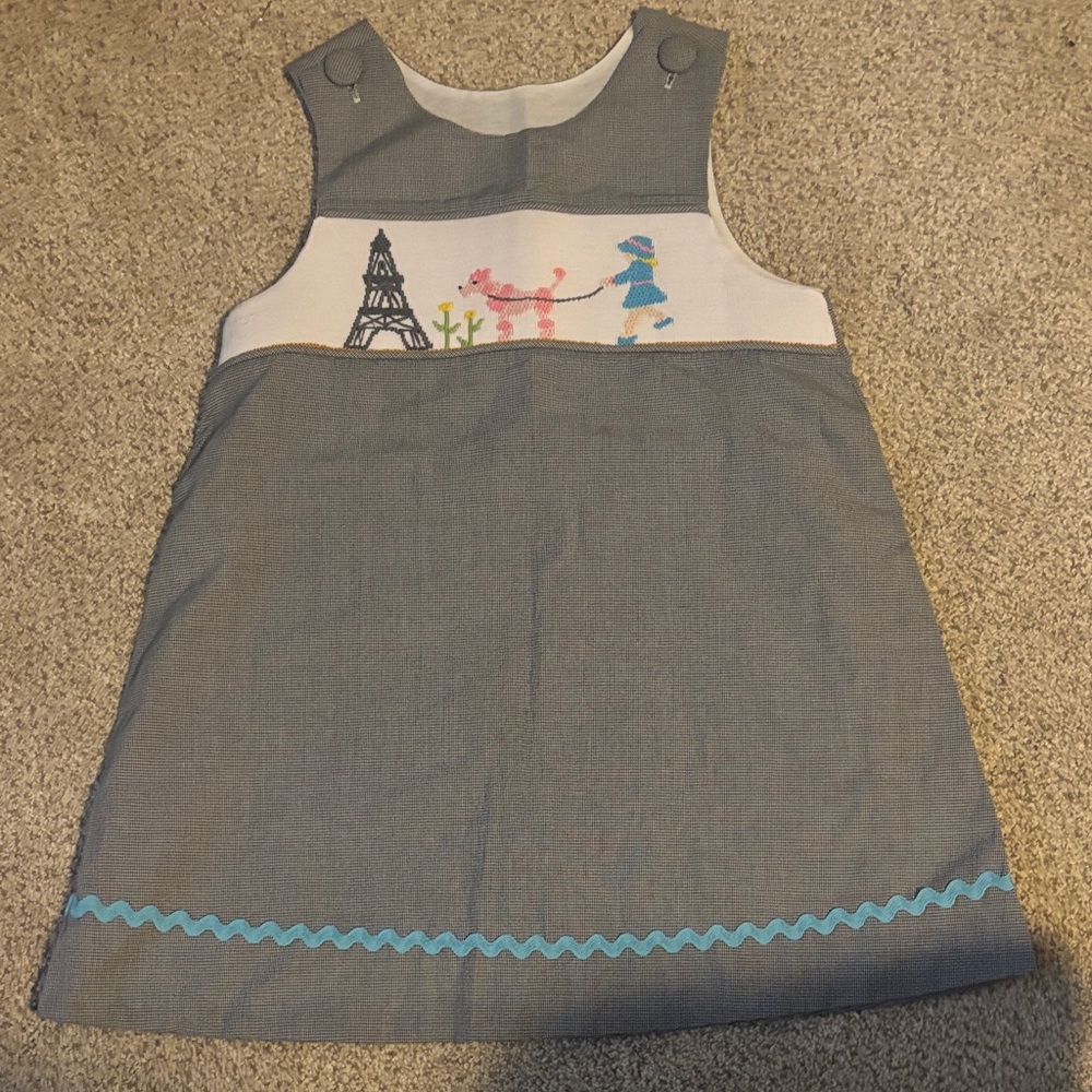 Charming Gray Kids Dress with Embroidered Design